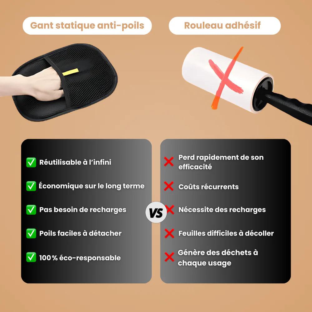Gant statique attrape-poils